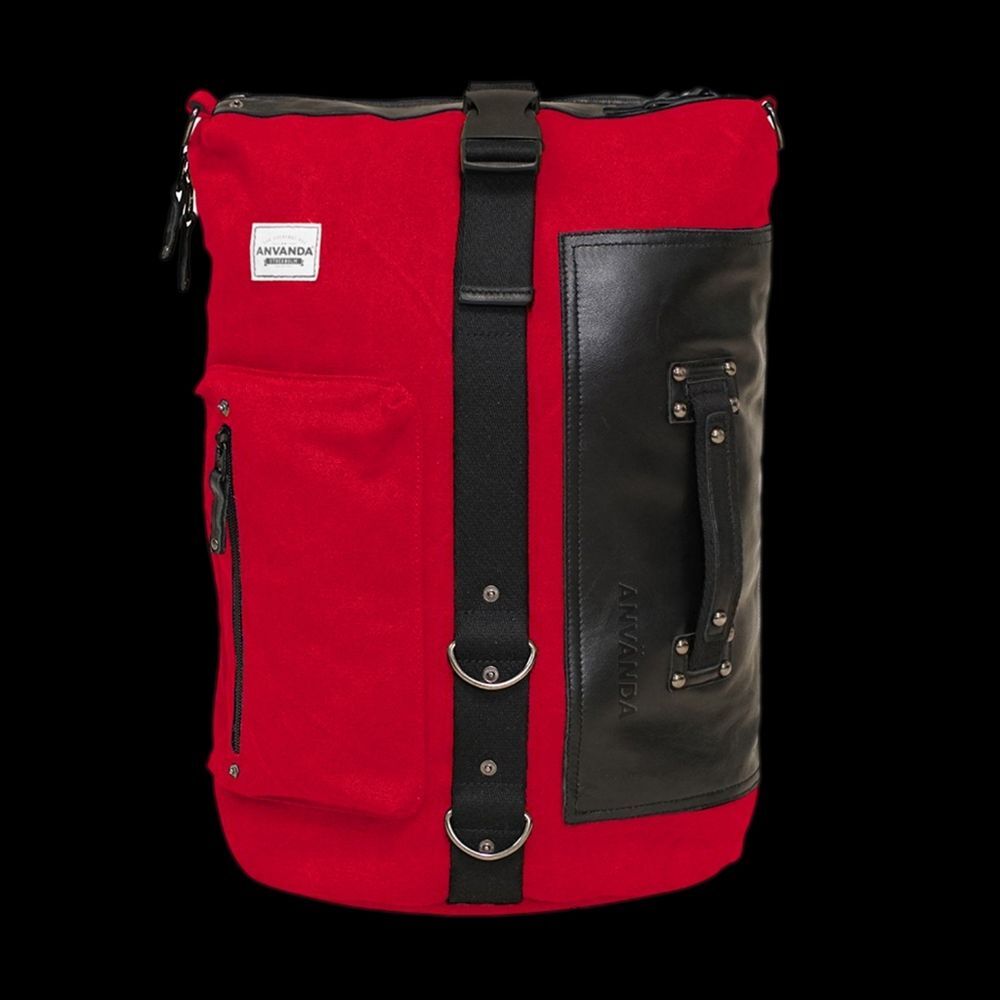 Red and Black Travel Bag with Modern Design